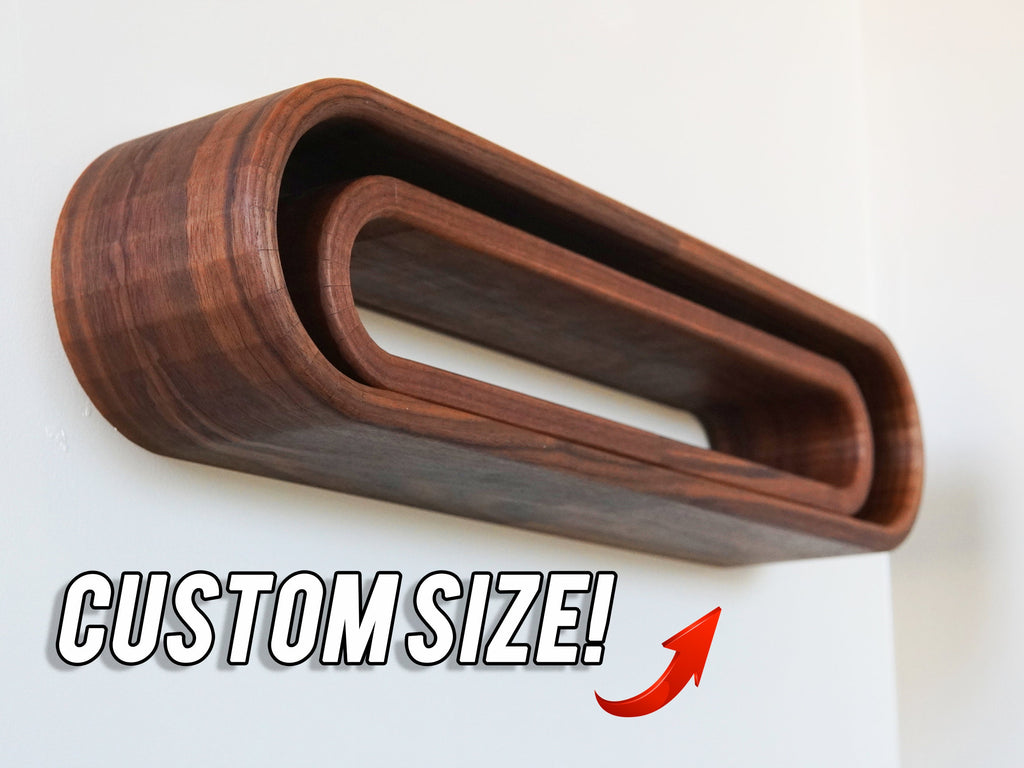 Mid-Century Modern Curved Floating Shelves | Modern Floating Wall Shelf | Solid Walnut Wood Shelf | Wall Shelf | Home Decor | Nursery Decor