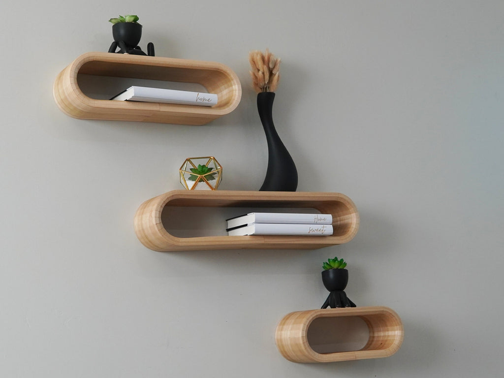 Mid-Century Modern Curved Floating Shelves | Modern Floating Wall Shelf | Solid Walnut Wood Shelf | Wall Shelf | Home Decor | Nursery Decor
