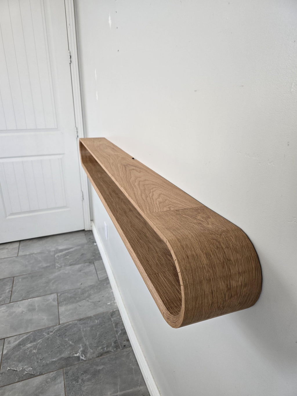 Minimalist Floating Media Console | Mid-Century Modern Curved Floating Console | Solid Walnut | Home Decor |